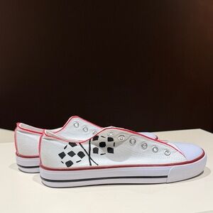White and Red Canvas Sneakers